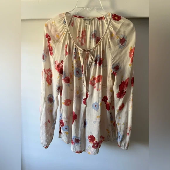 Lucky Brand Floral Lightweight Peasant Blouse Size S - Picture 1 of 9